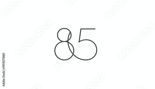 Elegant Number 85 Logo Design, Minimalist Line Art, Clean White Background