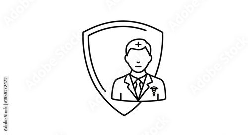 Doctor Shield Icon: Medical Protection, Healthcare Security, Physician Safety, Health Insurance Concept