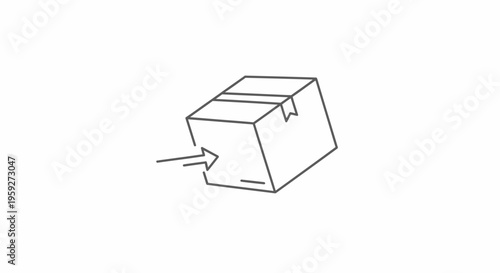 Delivery Box Icon with Incoming Arrow, Shipping and Logistics Concept