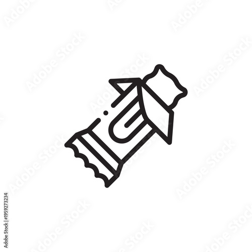 Illustration of Open Chocolate Bar Wrapper in Line Art.