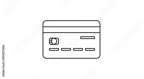 Credit Card Icon Outline - Simple Vector Illustration of a Payment Card