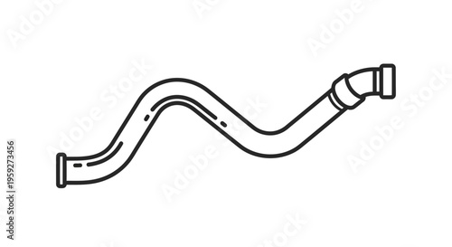 Curved pipe with bends, plumbing, drainage, industrial, construction, graphic element