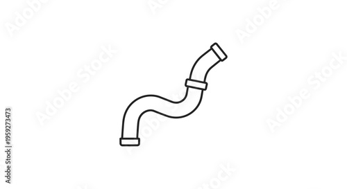 Curved pipe with connectors, industrial plumbing element, clean line art icon