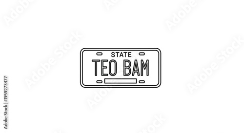 Custom License Plate TEO BAM - Vector Illustration