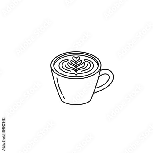 Stylish Cup of Hot Coffee with Heart-Shaped Latte Art for Morning Enjoyment