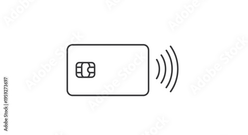 Contactless Payment Credit Card Icon with Wireless Signal Waves