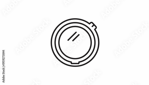 Cosmetic compact mirror icon, simple line art, beauty and makeup symbol