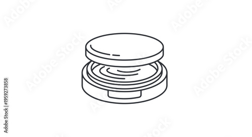 Cosmetic compact powder outline illustration, beauty makeup product icon