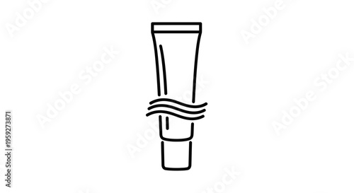 Cosmetic cream tube with wavy lines icon, skincare product, beauty and health symbol