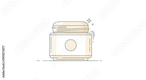 Cosmetic Jar Icon, Skincare Cream Container, Beauty Product Packaging, Minimalist Design