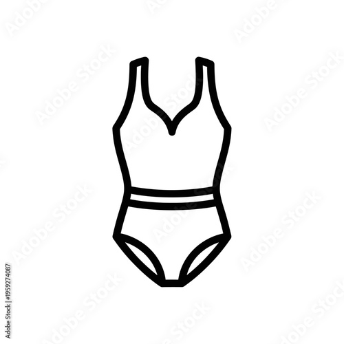 Stylish Women's Swimsuit in Minimalist Line Art Illustration for Fashion and Swimwear Design