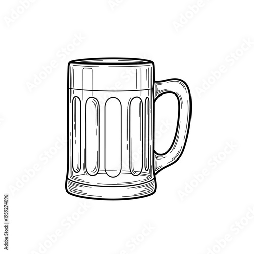 Stylized Beer Mug Illustration for Beverage and Pub Theme Design