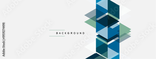 Abstract geometric design. Overlapping squares, triangles create modern visual. Light background enhances layered effect. Minimalist style.