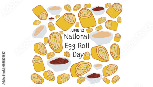 Egg roll vector illustration for National Egg Roll Day celebration