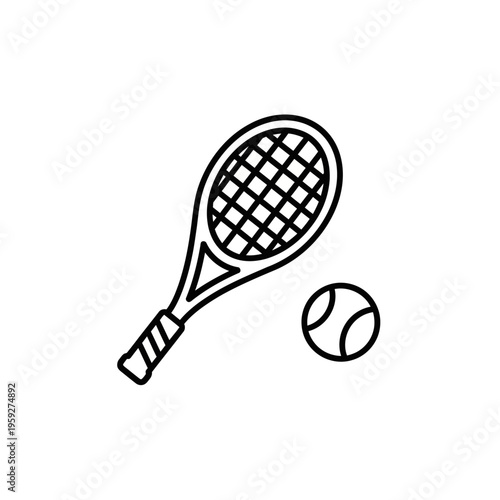Tennis Equipment with Racket and Ball on White Background for Sports Photography