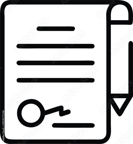 Icon depicting a document with a magnifying glass and pencil for editing or review