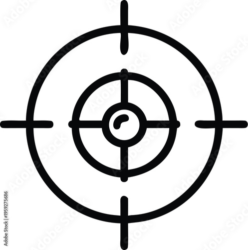 Graphic of a target with a central bullseye and crosshair alignment marks