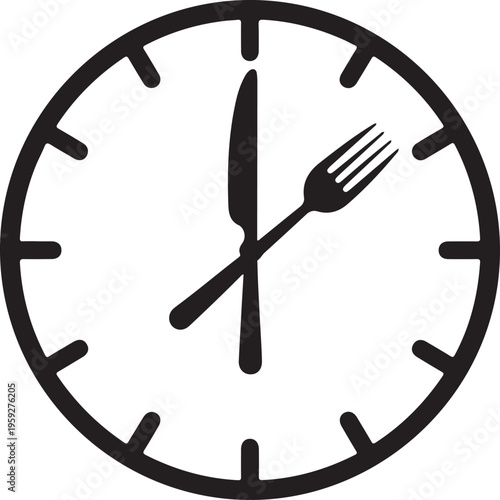 Lunch time icon. Restaurant logo template. Vector illustration isolated on white background.