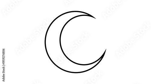 Minimalist crescent moon and star icon, symbolizing Islamic culture, faith, and identity, often used in religious, cultural, and national contexts as a recognizable emblem of spirituality.