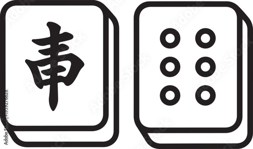 Mahjong icon.Flat silhouette version.