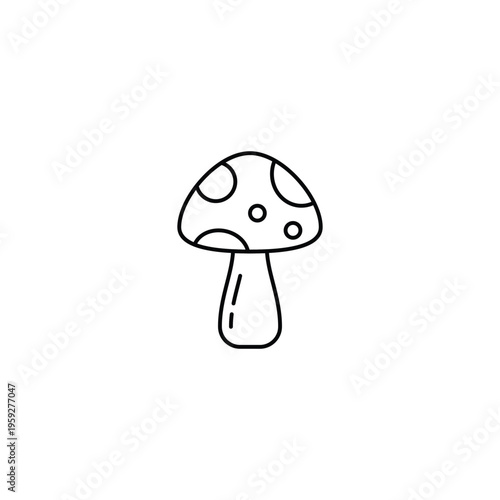 Simple Line Drawing of Classic Mushroom Icon.