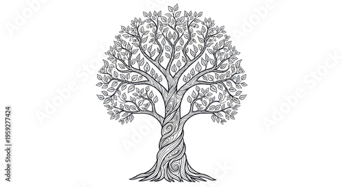 Intricate Tree of Life Drawing, Symbolizing Growth, Nature, and Wisdom