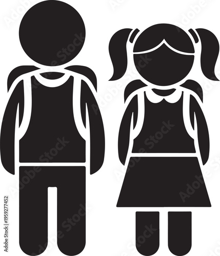 Man girl students classmates pictogram icon