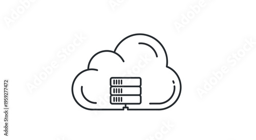 Cloud Computing Icon with Server Stack, Data Storage and Network Connection