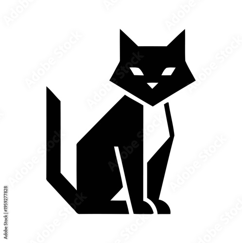Vector Illustration of Black and White Cat 6