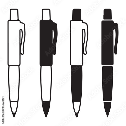 Outline pen icon simple line art writing instrument stationery illustration design