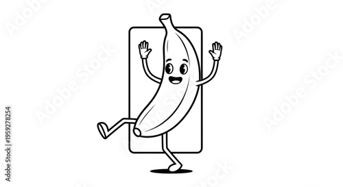 Happy Banana Character Dancing and Waving