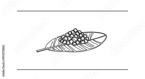 Hand-drawn illustration of grapes on a leaf, symbolizing freshness and natural goodness.