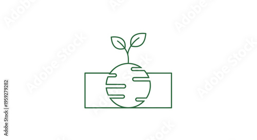 Green sprout growing from a stylized globe, symbolizing eco-friendly growth and sustainability.