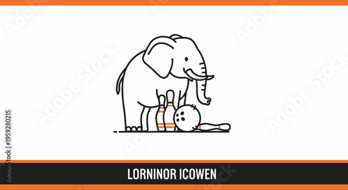 Funny Elephant Playing Bowling, Knocking Over Pins and Ball