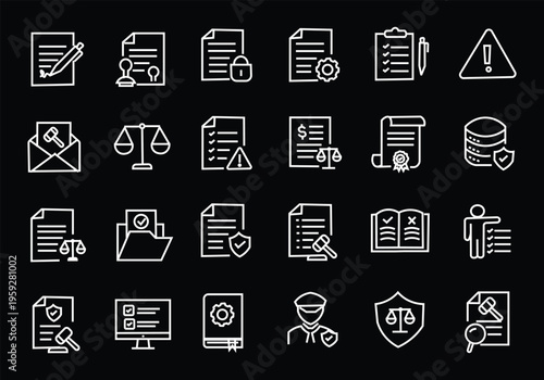 Regulation icon set. Editable line icons. Vector illustration.