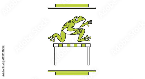 Frog Jumping Over Hurdle, Sports Concept, Animal Athlete