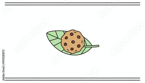 Chocolate Chip Cookie on a Green Leaf: Delicious Sweet Treat