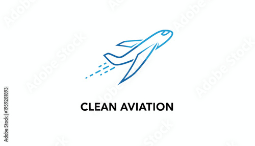 Clean Aviation Concept: Airplane Icon with Smoke Trails, Eco-Friendly Flight Symbol