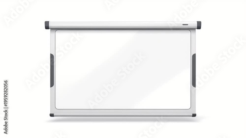 White Projection Screen Isolated on Clean White Background with Soft Ambient Lighting