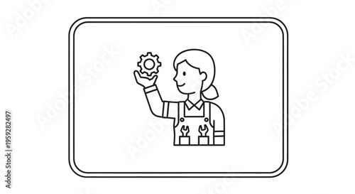 Female Mechanic Holding Gear, Woman Engineer, Industrial Worker, Tools, Mechanical Engineering