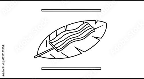 Bacon on a Leaf: Minimalist Food Art, Healthy Eating Concept