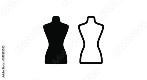 Two female mannequin torsos one black and one white side by side