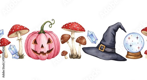 Enchanted Watercolor Halloween Border