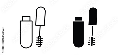 Mascara brush icon. black and white line icons pack.