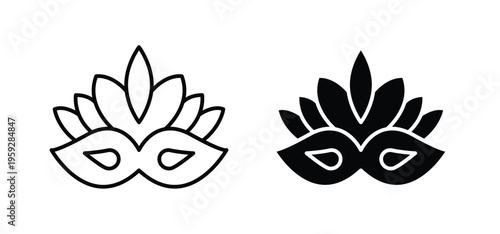 Mask for brazil carnival celebration icon. black and white line icons pack.