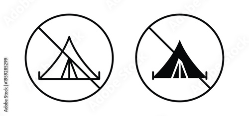 No camping signs illustration sign collection. vector symbol or logo.
