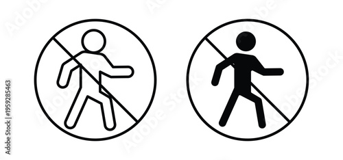 No entry signs. black and white line icons pack.