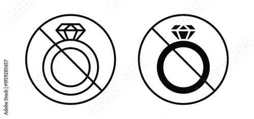No jewelry signs. black and white line icons pack.
