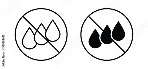 No leakage signs. black and white line icons pack.