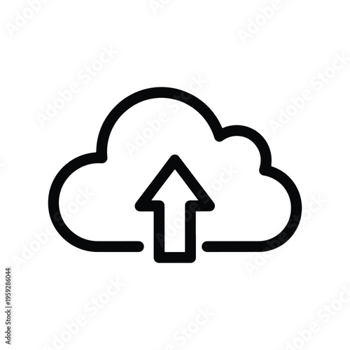 Cloud Upload Icon for Cloud Computing Silhouette